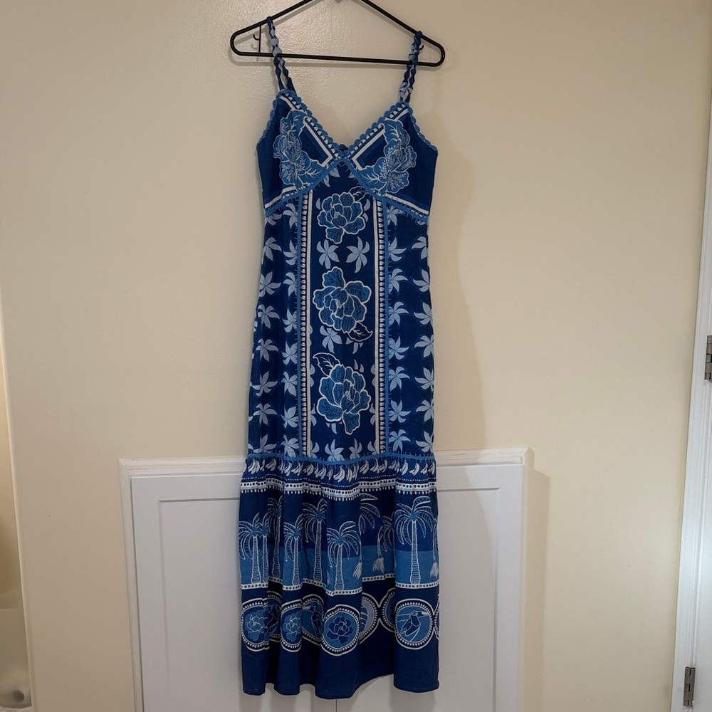 Caroline Constas Blue and White Floral Maxi Dress